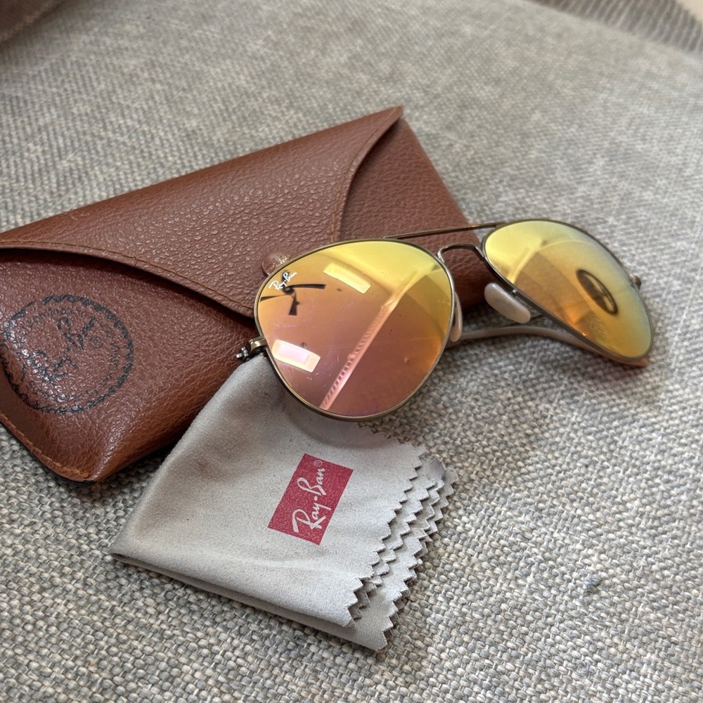 Ray-Ban Gold and Orange Aviator Sunglasses